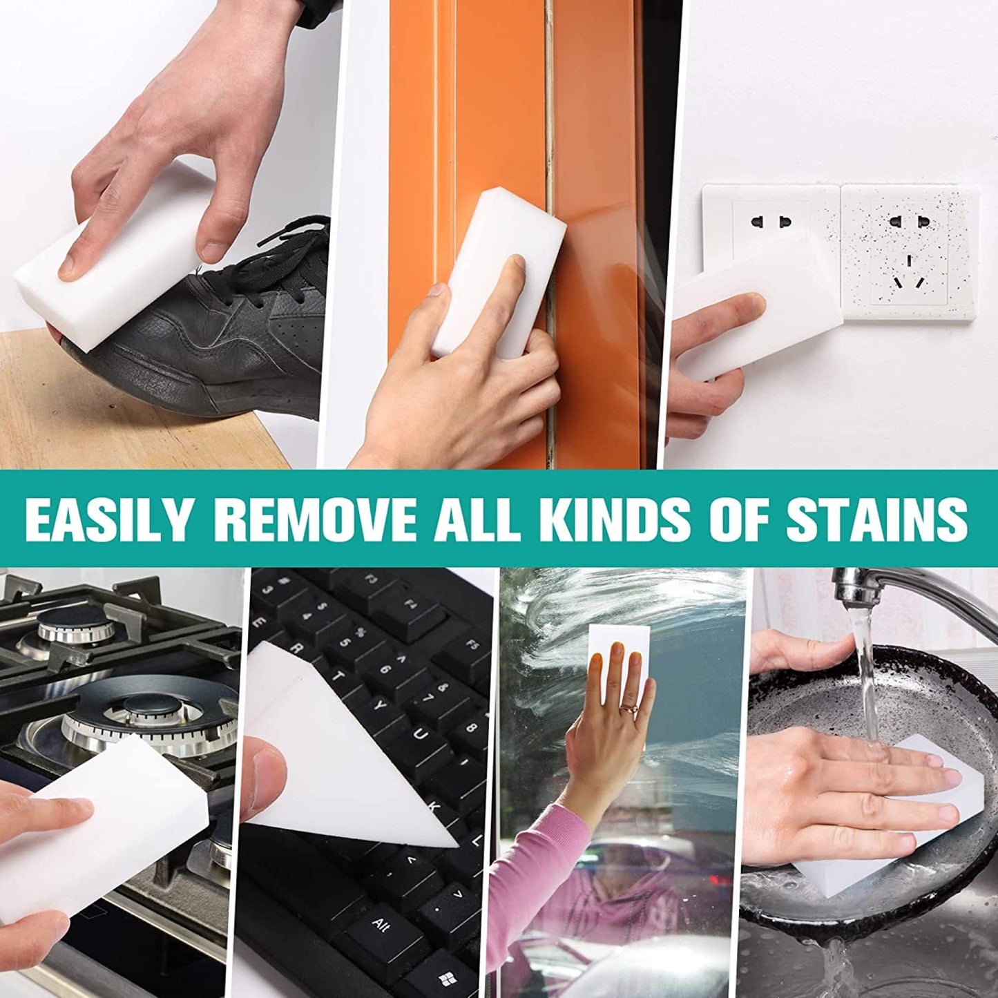 Mr White, Magic Eraser Sponge 4X Stronger Pad, 8-Pack, Cleaning Sponge, Household Cleaning, Eraser, Cleaning Pad.