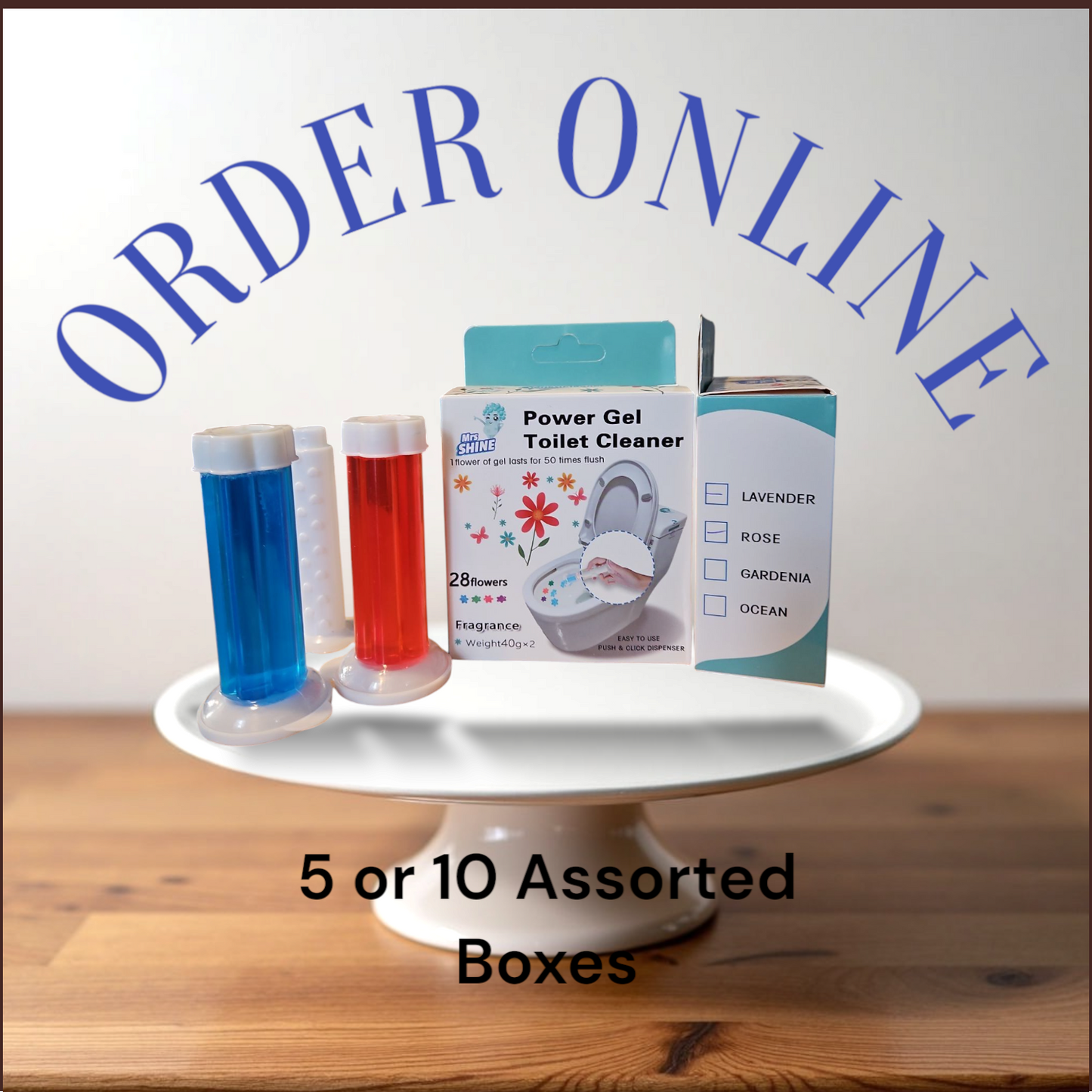 5 Boxes of 2 Pack each Power Gel Toilet Cleaner, Fresh Gel Toilet Bowl Cleaning, Rainshower Scent, Remove Limescale and Deodorizing
