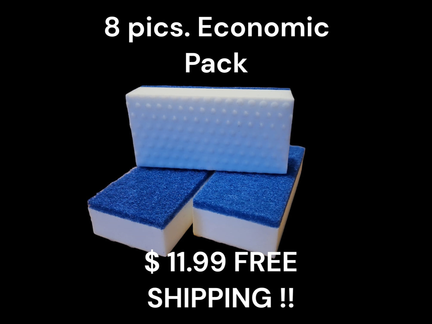 Mr White, Magic Eraser Sponge 4X Stronger Pad, 8-Pack, Cleaning Sponge, Household Cleaning, Eraser, Cleaning Pad.