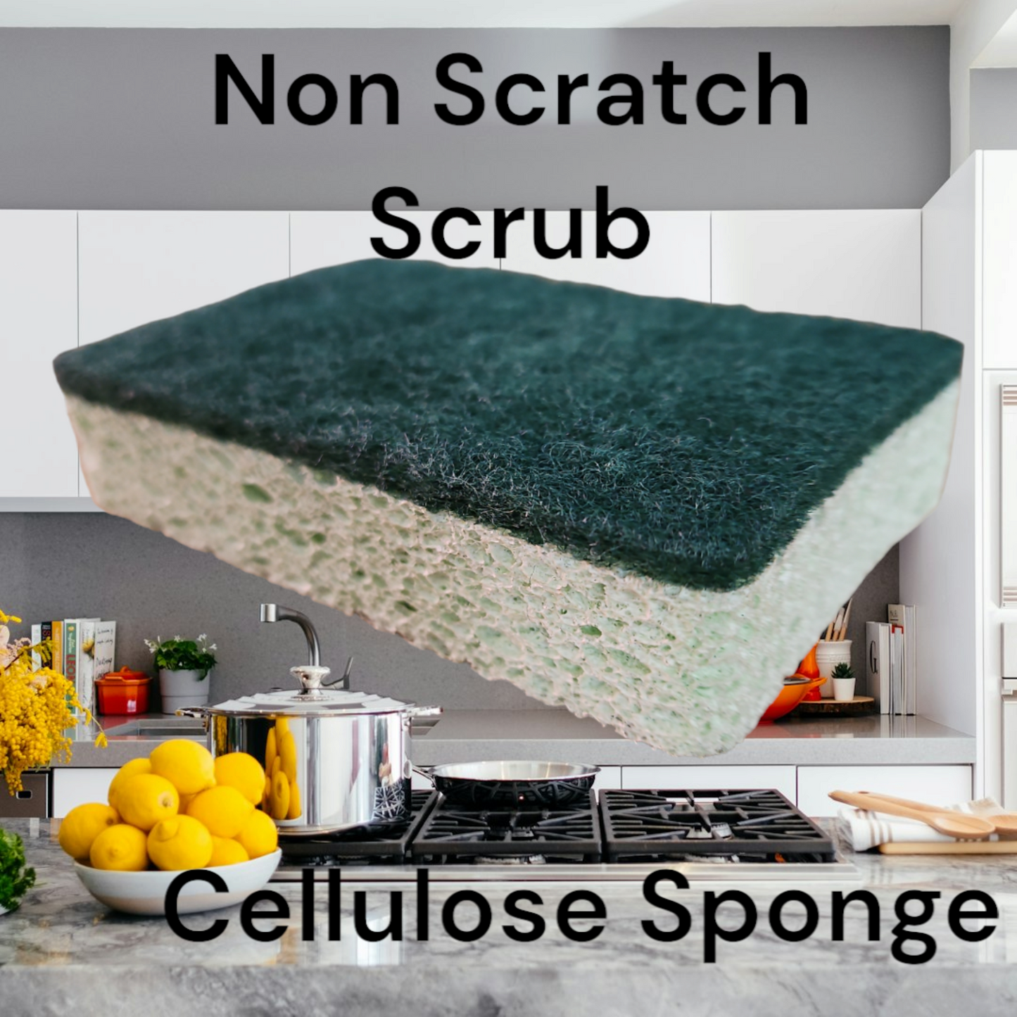 Mrs. Shine Non-Scratch Cellulose Scrub Sponge 6 Assorted, Dual Side, Kitchen Cleaning Pad, Bath Brush Scrubbing , Esponja Limpiadora